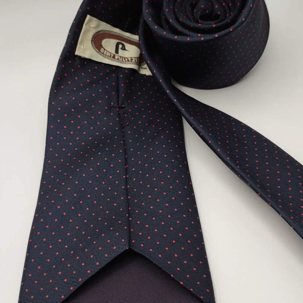 Navy Blue and Red‎ Polka Dot Tie